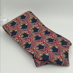 Dior Monsieur Red and Blue Silk Tie with Geometric Pattern